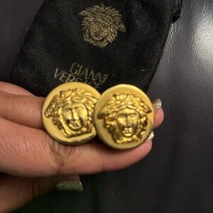 Vintage Versace Gold Medusa Head Statement Earrings